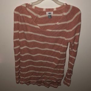 a pink and white striped sweater for fall/winter!